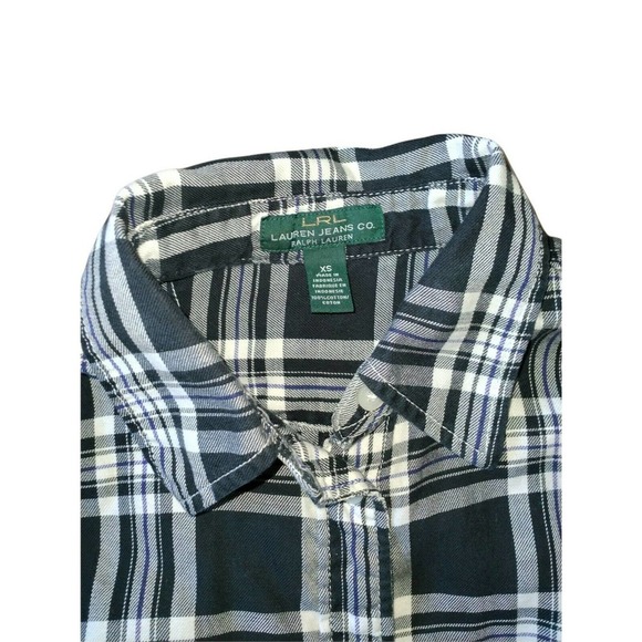 Lauren Ralph Lauren Black/White Plaid Button Up Roll Tab Shirt Size XS - Picture 6 of 8